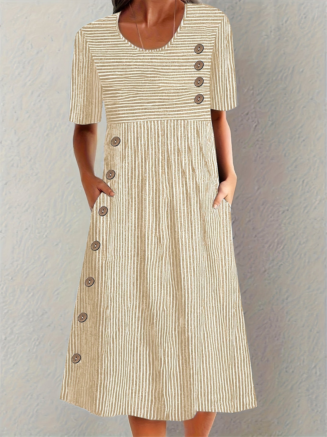 Elira | Coastal Stripe Midi Dress
