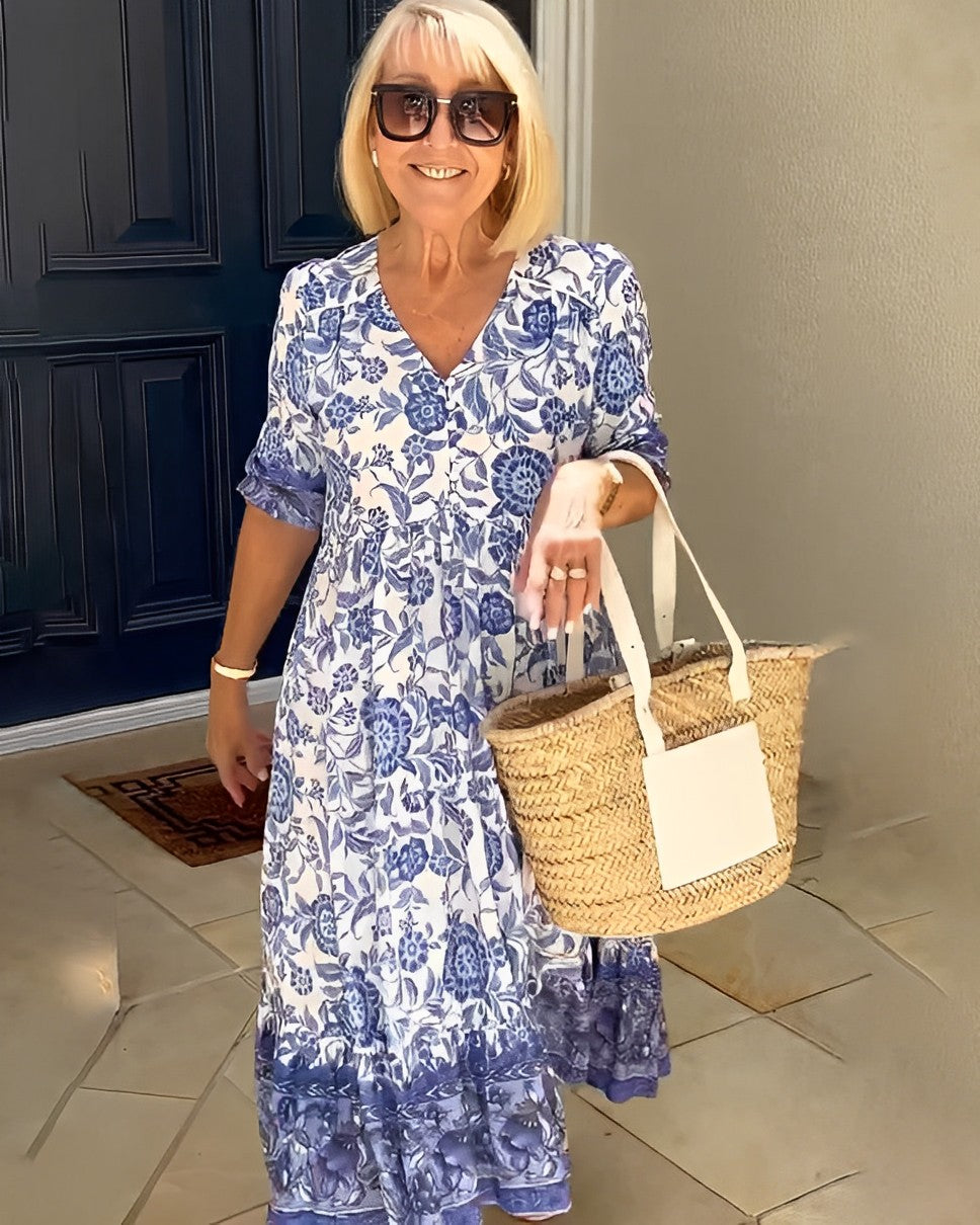 Sorelle | Graceful Floral V-Neck Dress