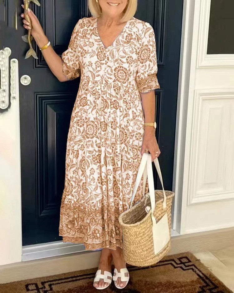 Sorelle | Graceful Floral V-Neck Dress