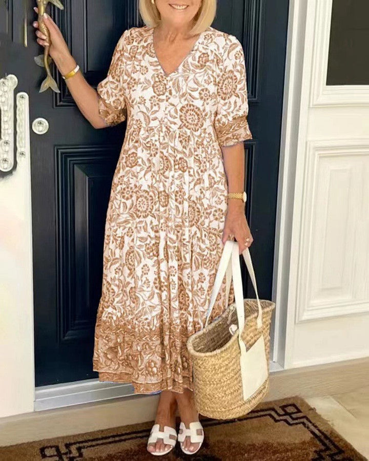 Sorelle | Graceful Floral V-Neck Dress