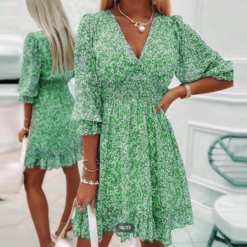 Solene | Elegant Floral Midi Dress