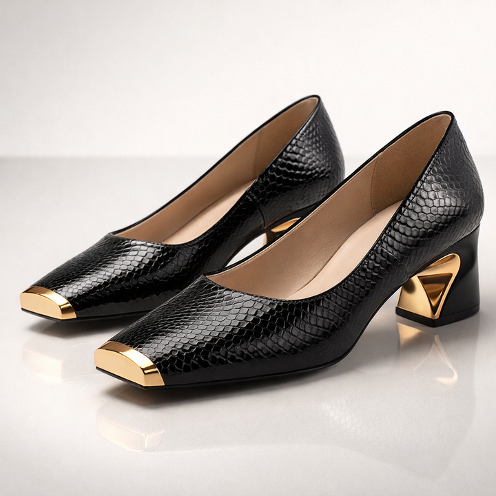 Noiré Crest Block Heels