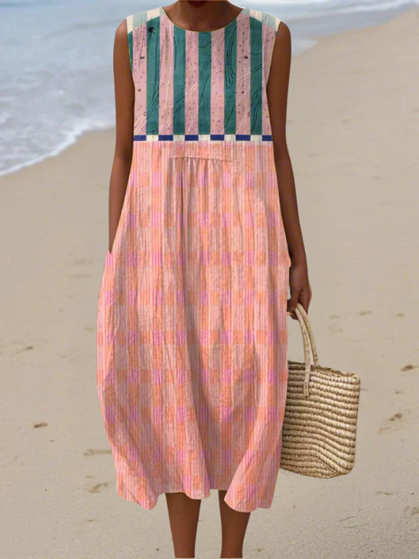 Milly Striped Pastel Midi Dress