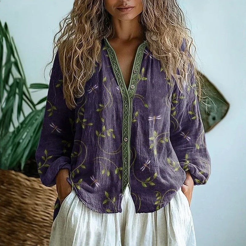 Brianna Vintage Leaf Blouse