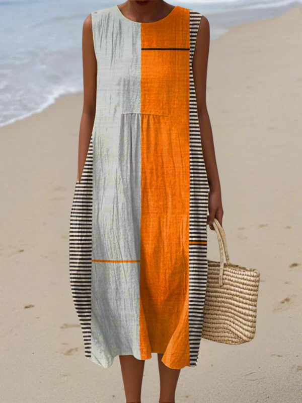 Megan Color Block Midi Dress