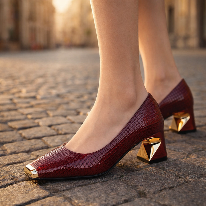 Noiré Crest Block Heels