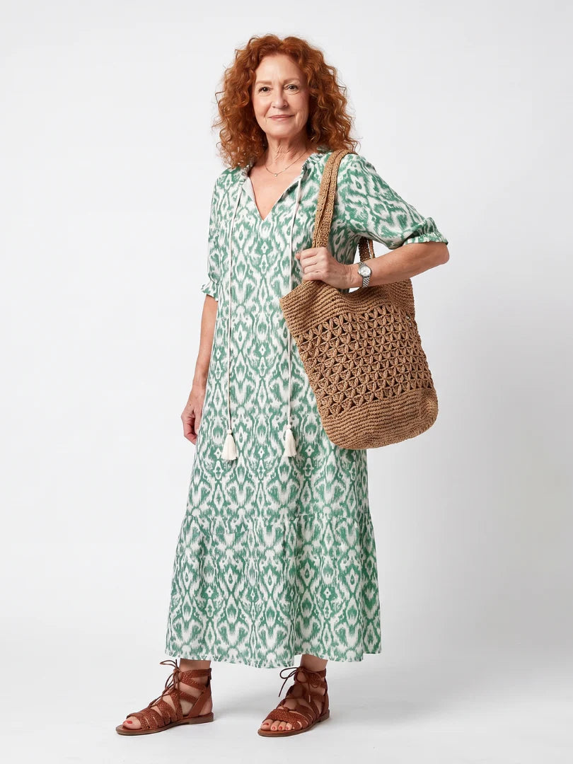 Ottoline | Tassel Tie Neck Printed Midi Dress