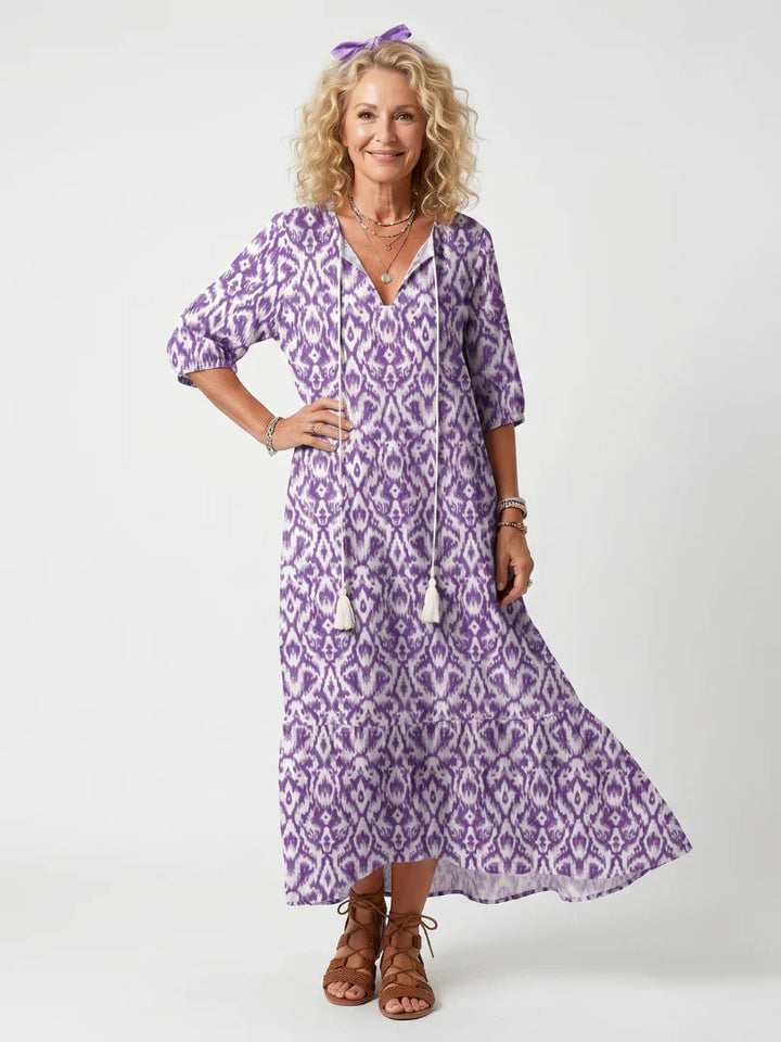 Ottoline | Tassel Tie Neck Printed Midi Dress