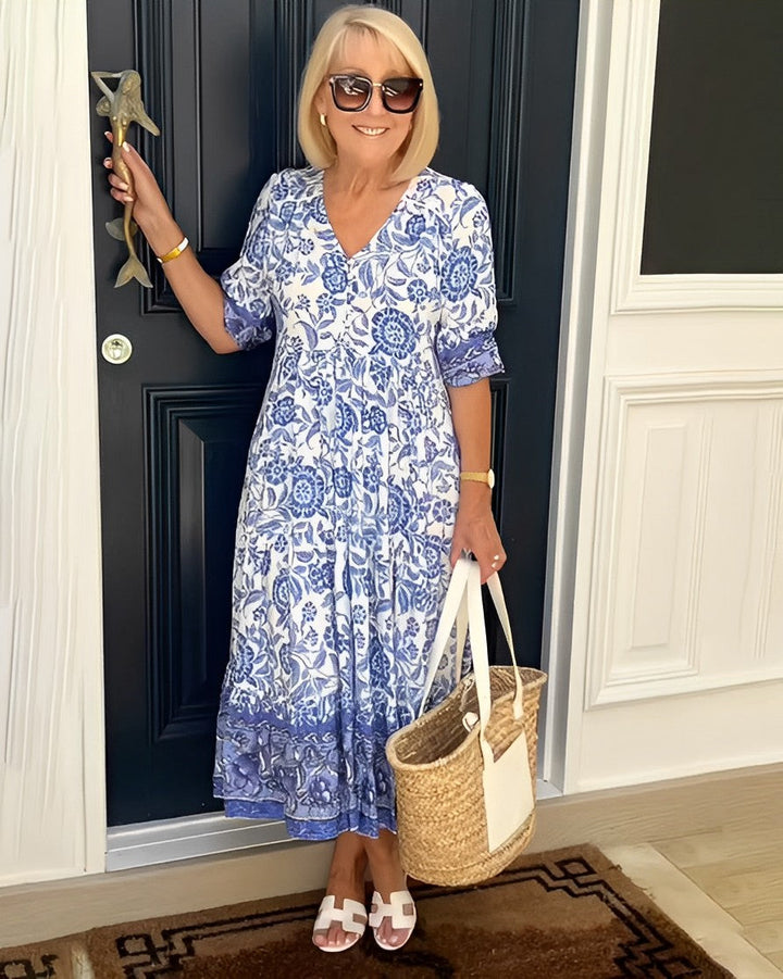 Sorelle | Graceful Floral V-Neck Dress