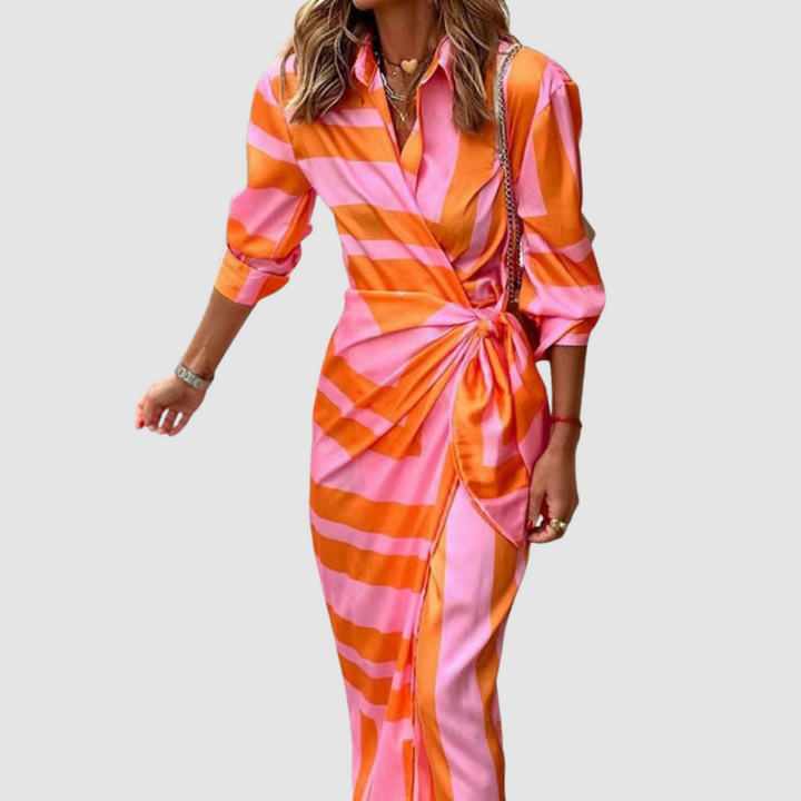 Cecile Elegant Striped Dress