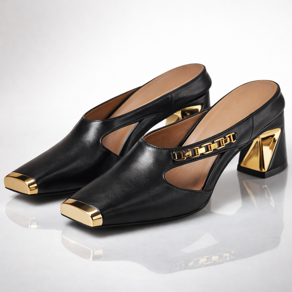 Camille Gold Accent Heels