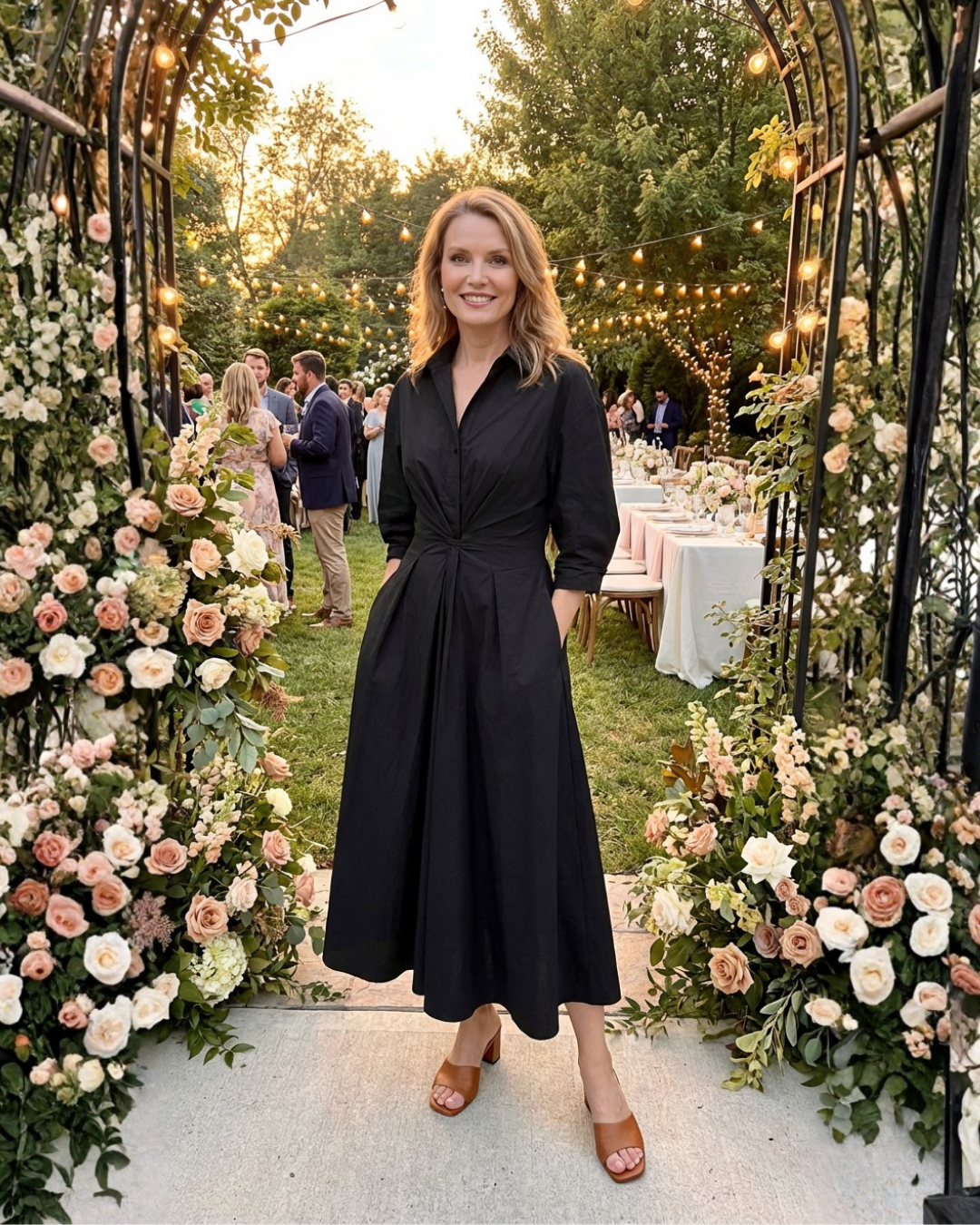 Wrap-Front A-Line Maxi Dress