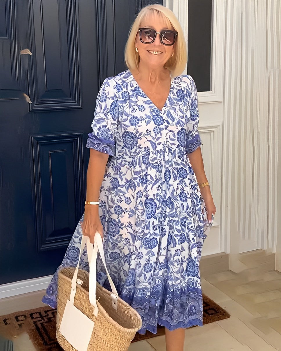 Sorelle | Graceful Floral V-Neck Dress