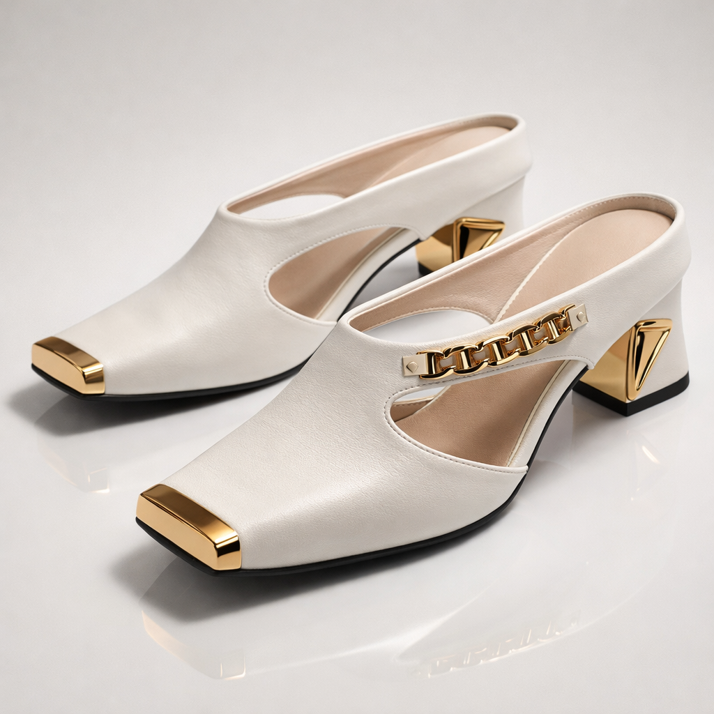 Camille Gold Accent Heels