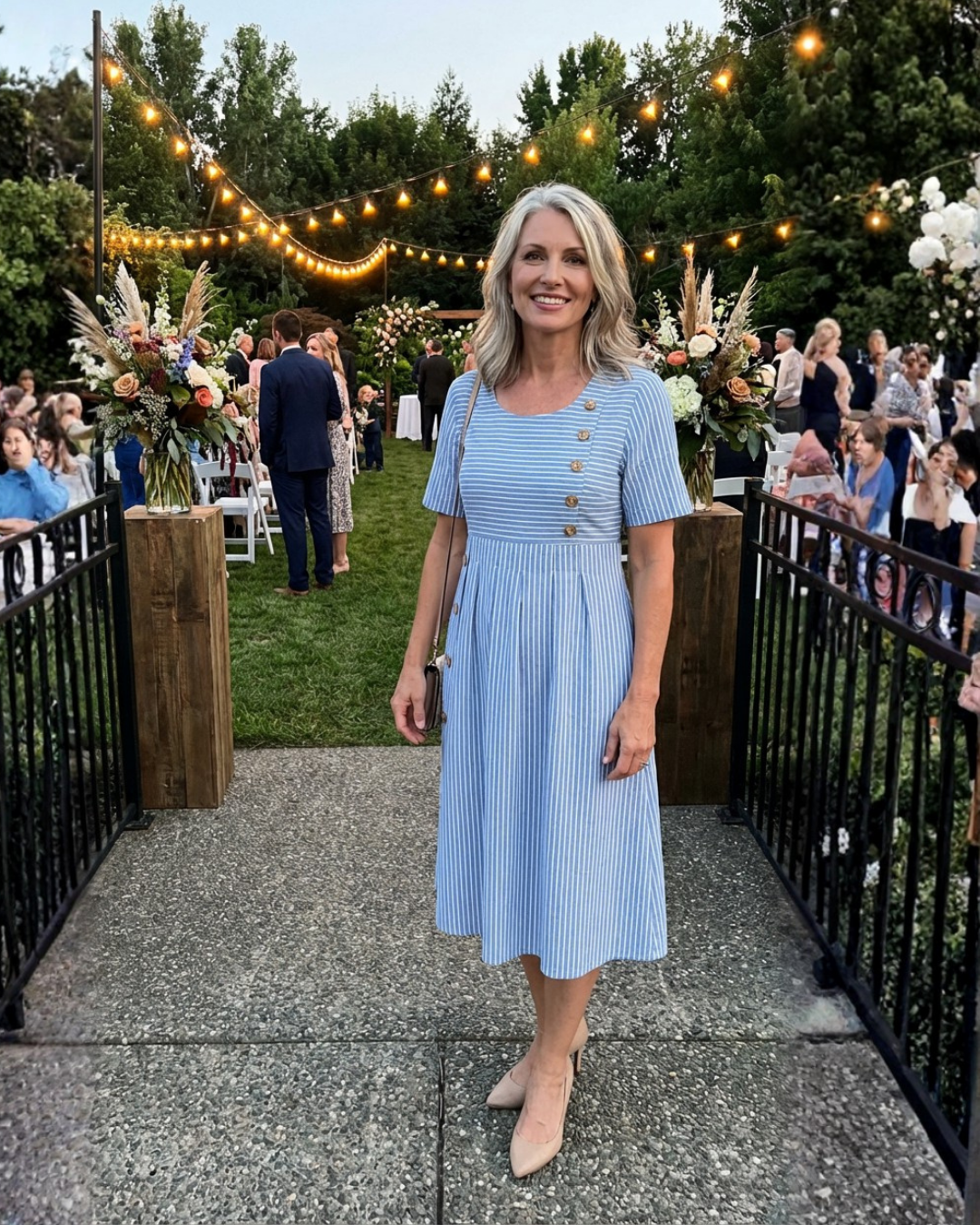 Striped A-Line Midi Dress