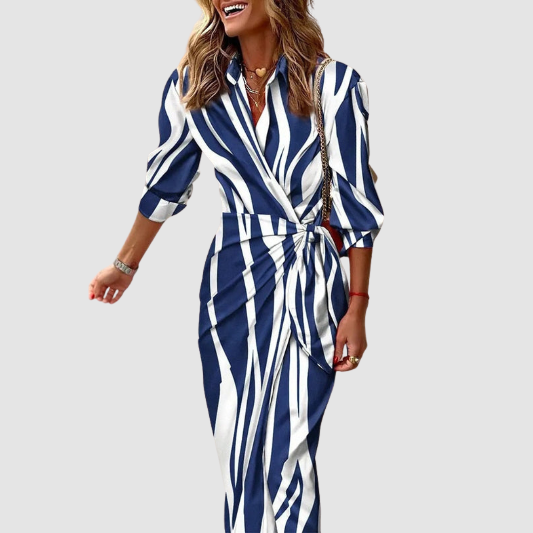 Cecile Elegant Striped Dress