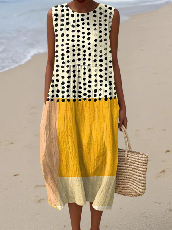 Eloise | Polka Colorblock Midi Dress