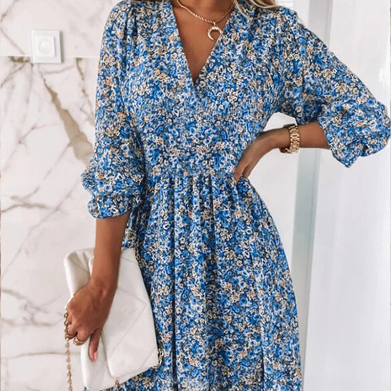 Solene | Elegant Floral Midi Dress