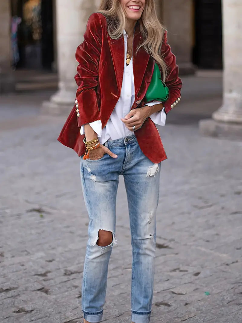 Mabel Elegant Velvet Blazer