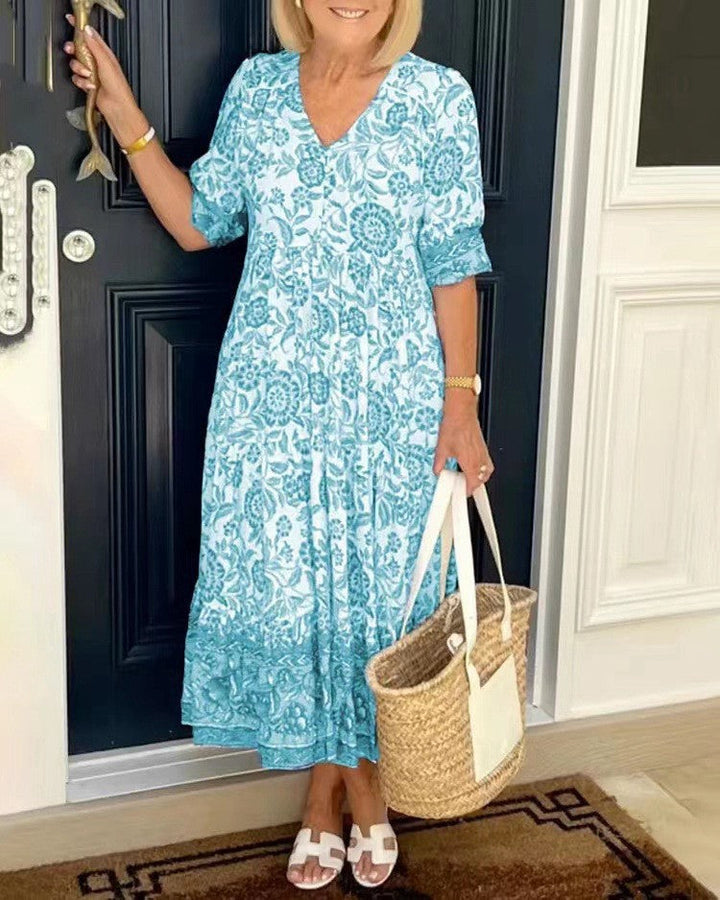 Sorelle | Graceful Floral V-Neck Dress