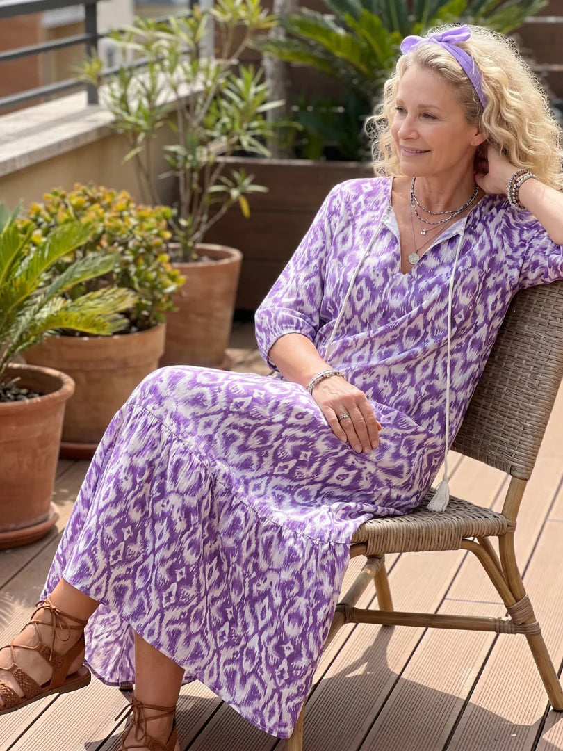 Ottoline | Tassel Tie Neck Printed Midi Dress