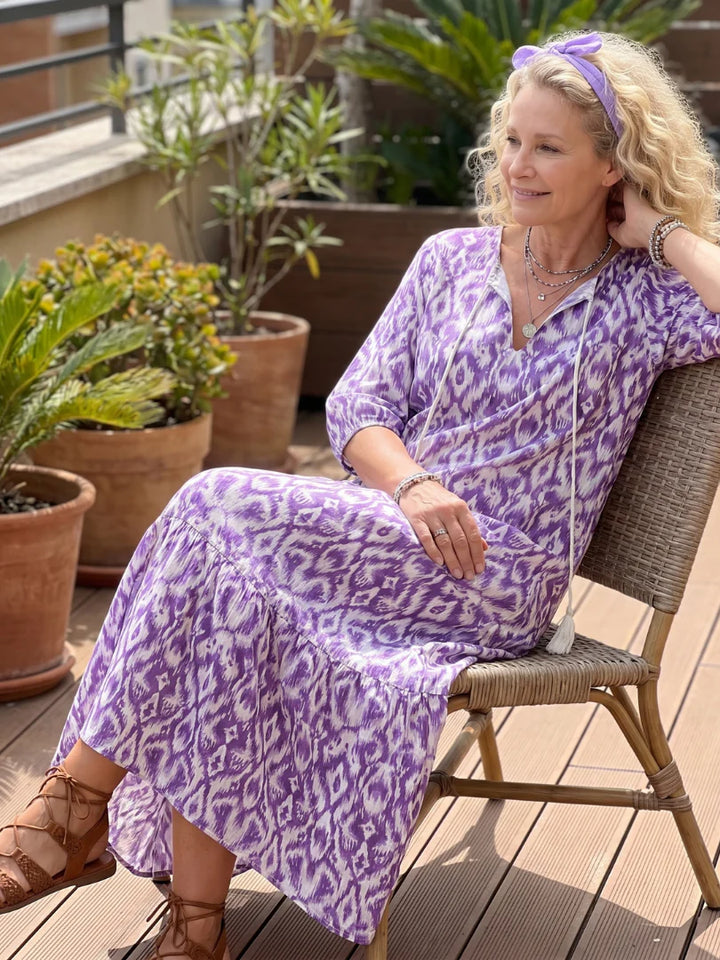 Ottoline | Tassel Tie Neck Printed Midi Dress