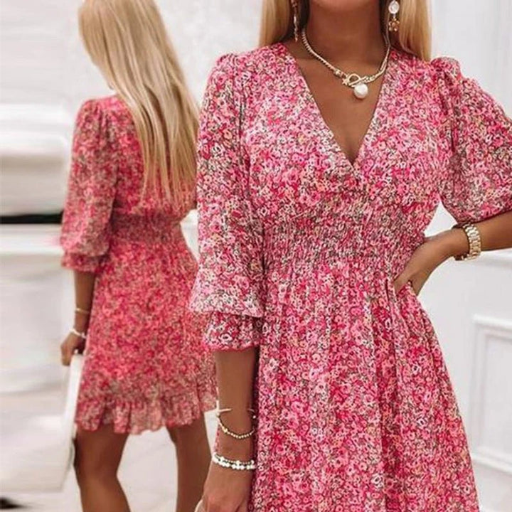 Solene | Elegant Floral Midi Dress