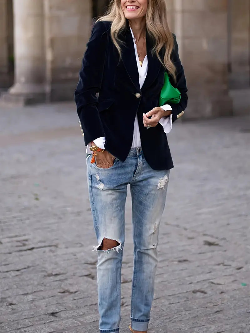 Mabel Elegant Velvet Blazer