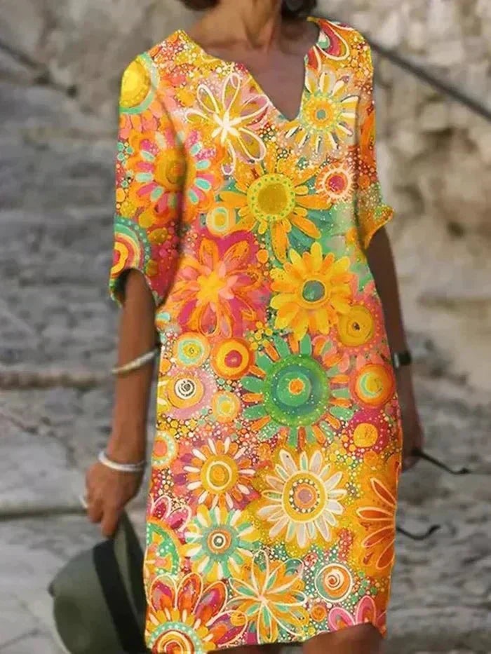 Nerina | Vibrant Floral Midi Dress