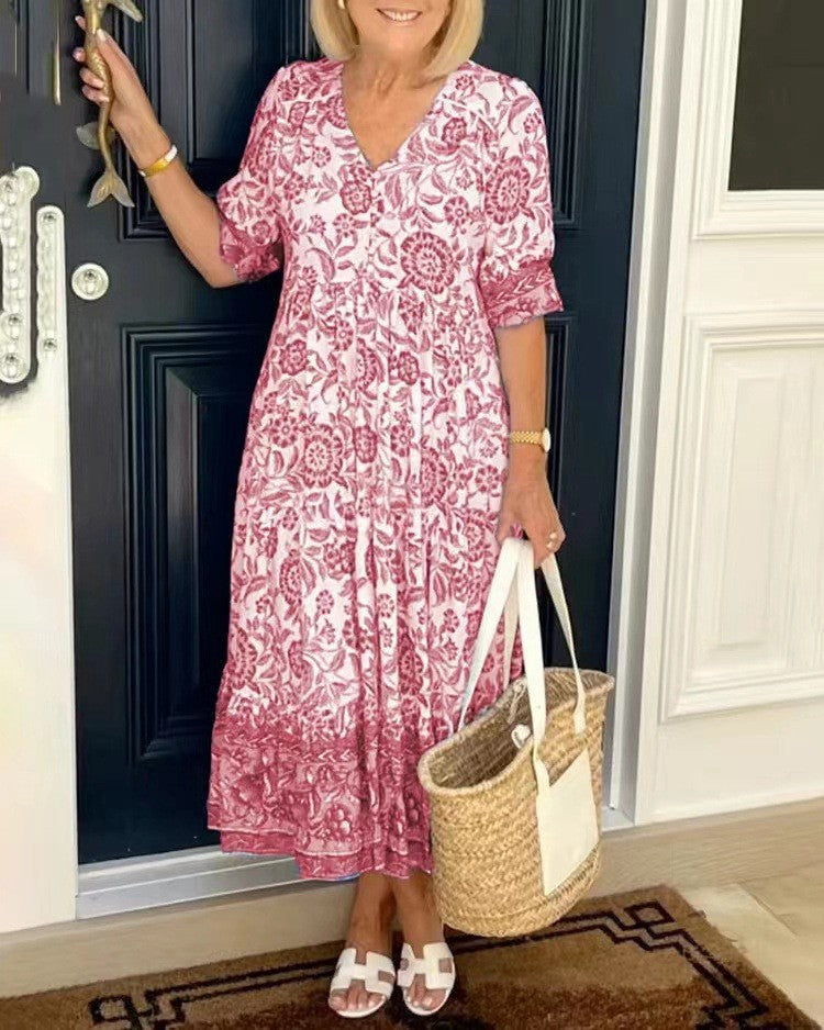 Sorelle | Graceful Floral V-Neck Dress