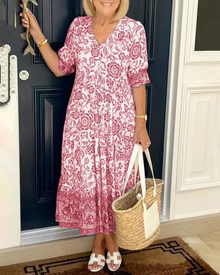 Sorelle | Graceful Floral V-Neck Dress