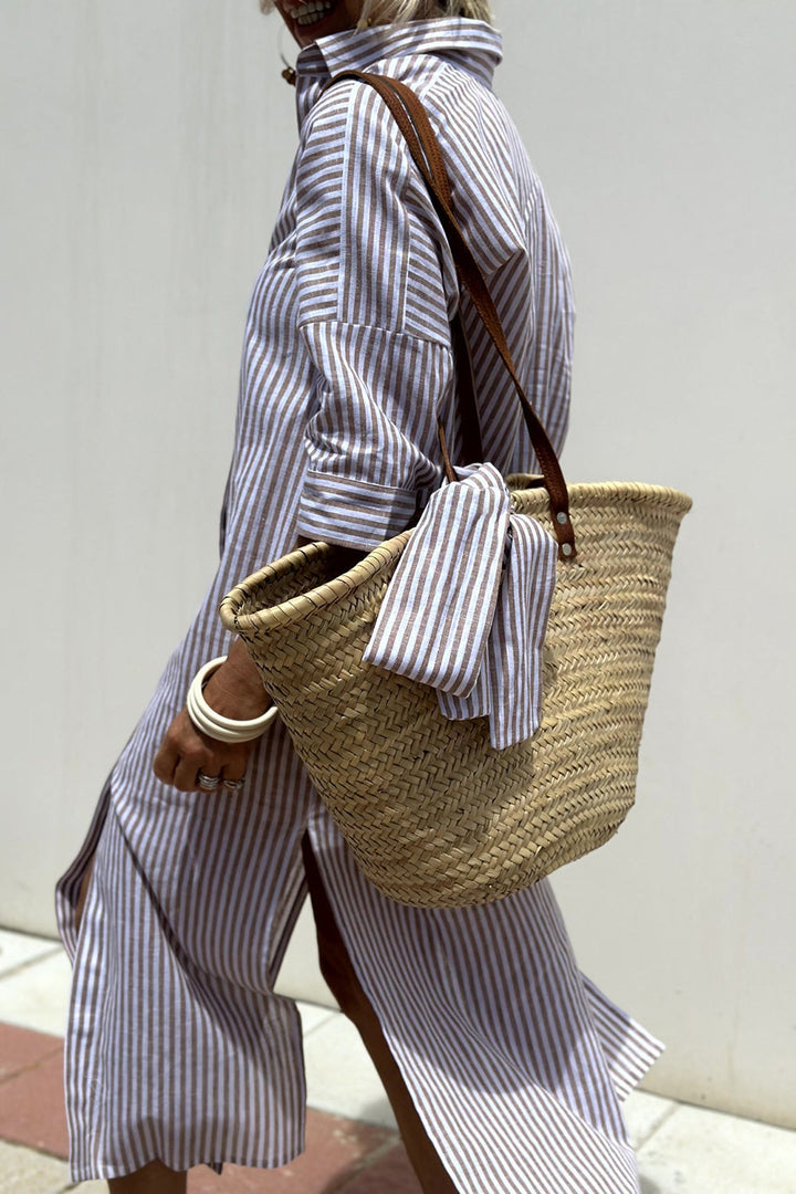 Saphira | Striped Elegance Shirt Dress