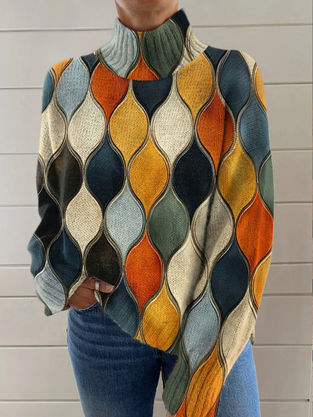 Marisol Abstract Turtleneck Jumper
