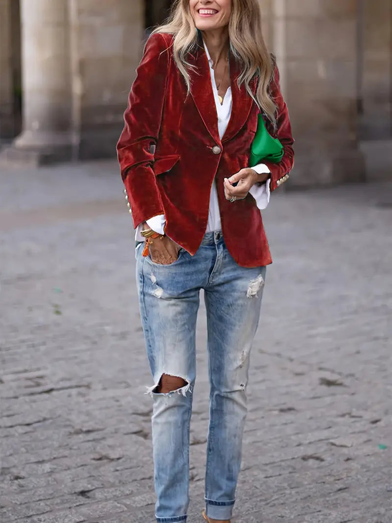 Mabel Elegant Velvet Blazer