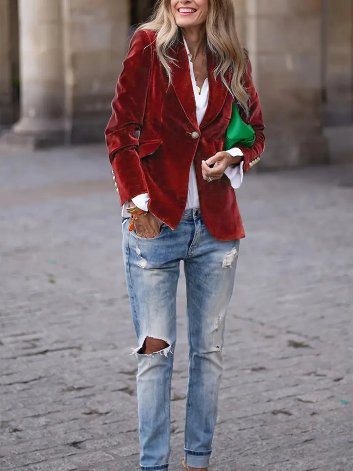Mabel Elegant Velvet Blazer