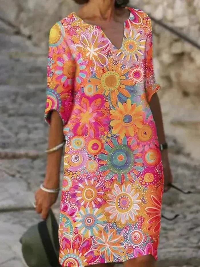 Nerina | Vibrant Floral Midi Dress