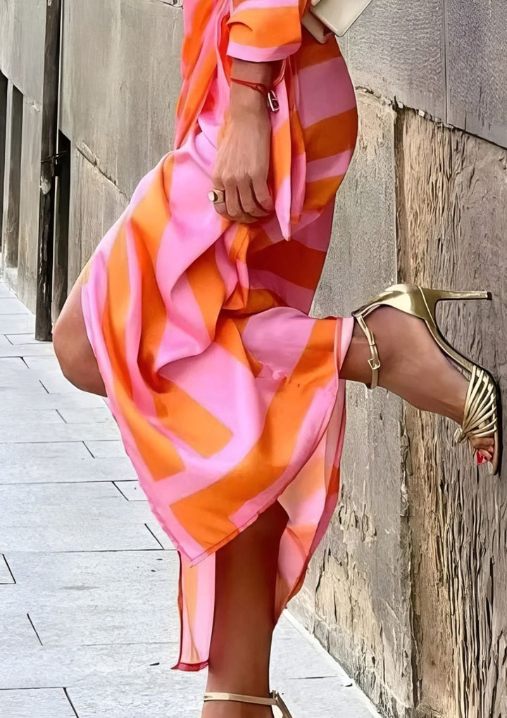 Oliva | Printed Waist-Cinching Shirt Dress