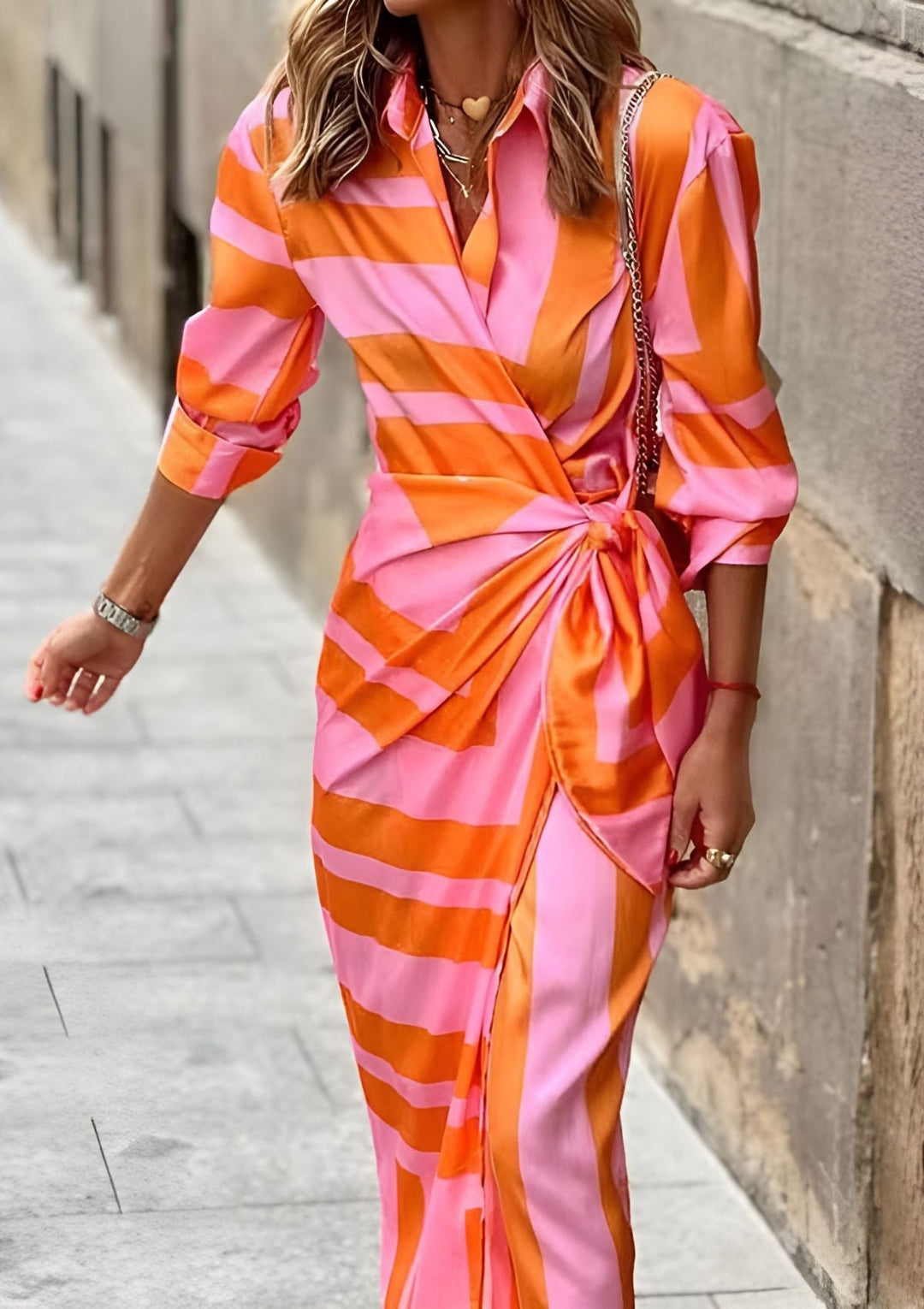 Oliva | Printed Waist-Cinching Shirt Dress