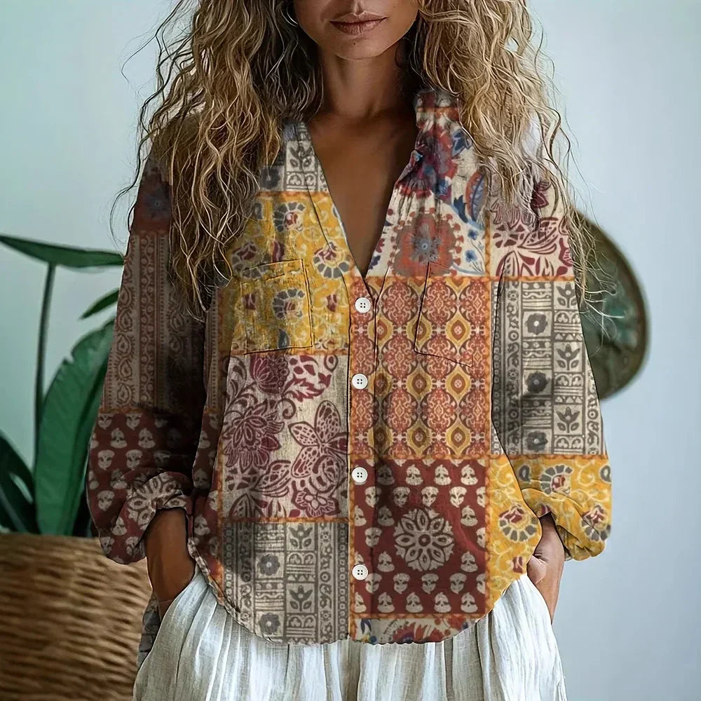 Ambre | Vintage Leaf Print Blouse