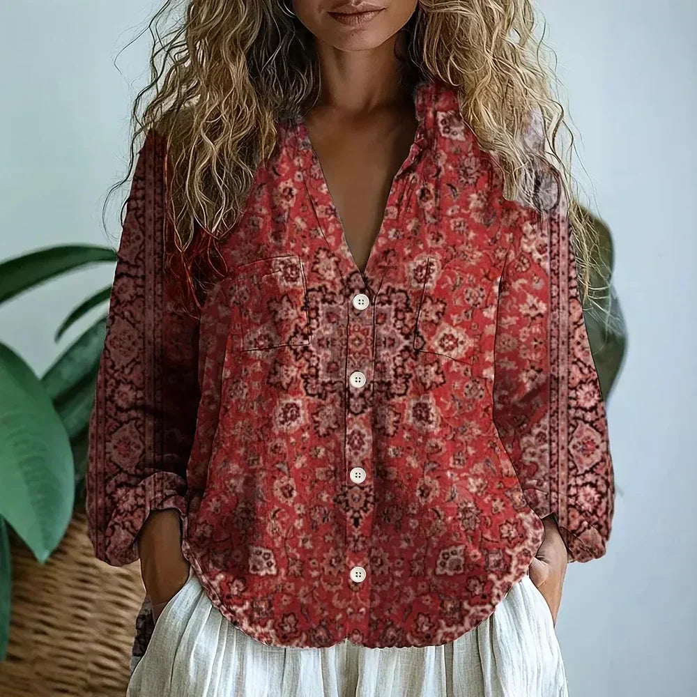 Ambre | Vintage Leaf Print Blouse