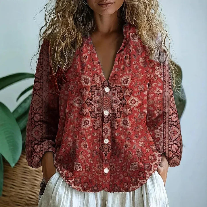 Ambre | Vintage Leaf Print Blouse
