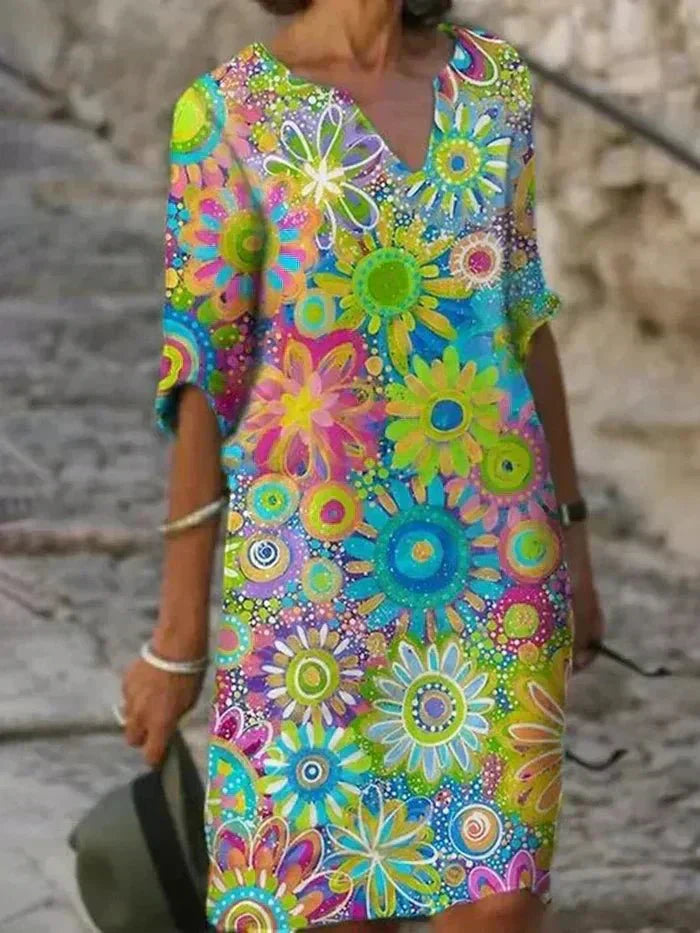 Nerina | Vibrant Floral Midi Dress