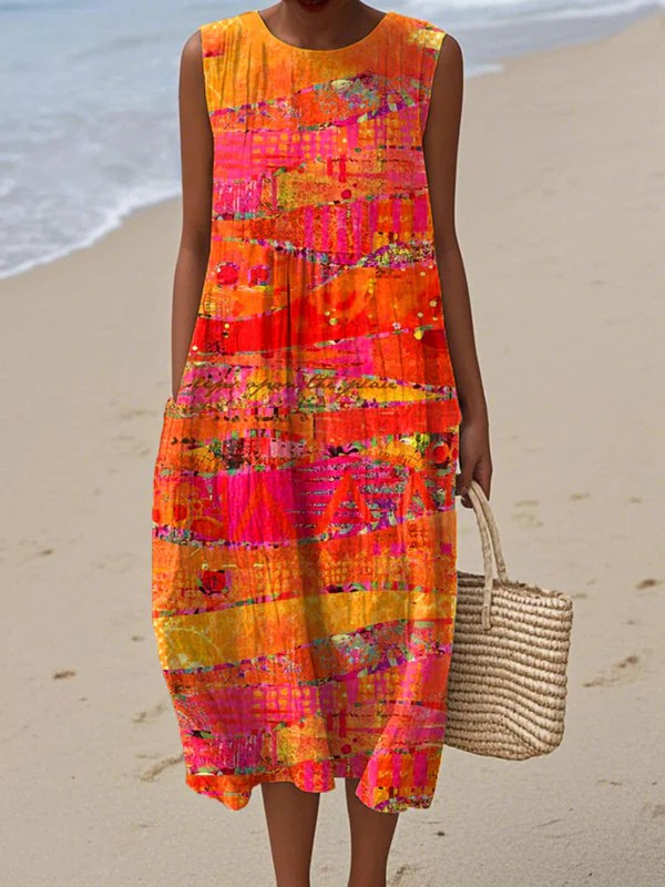 Peach Sunset Midi Dress