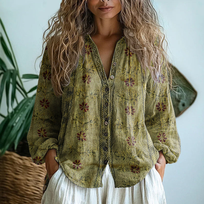 Brianna Vintage Leaf Blouse