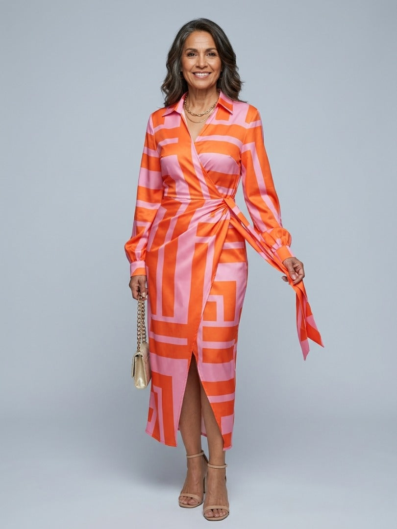 Oliva | Printed Waist-Cinching Shirt Dress
