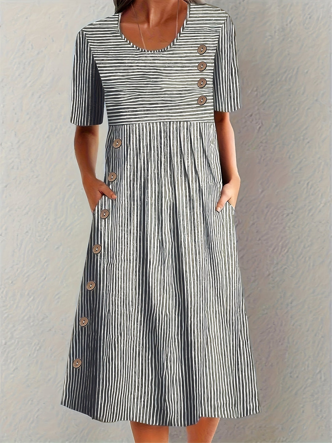 Elira | Coastal Stripe Midi Dress