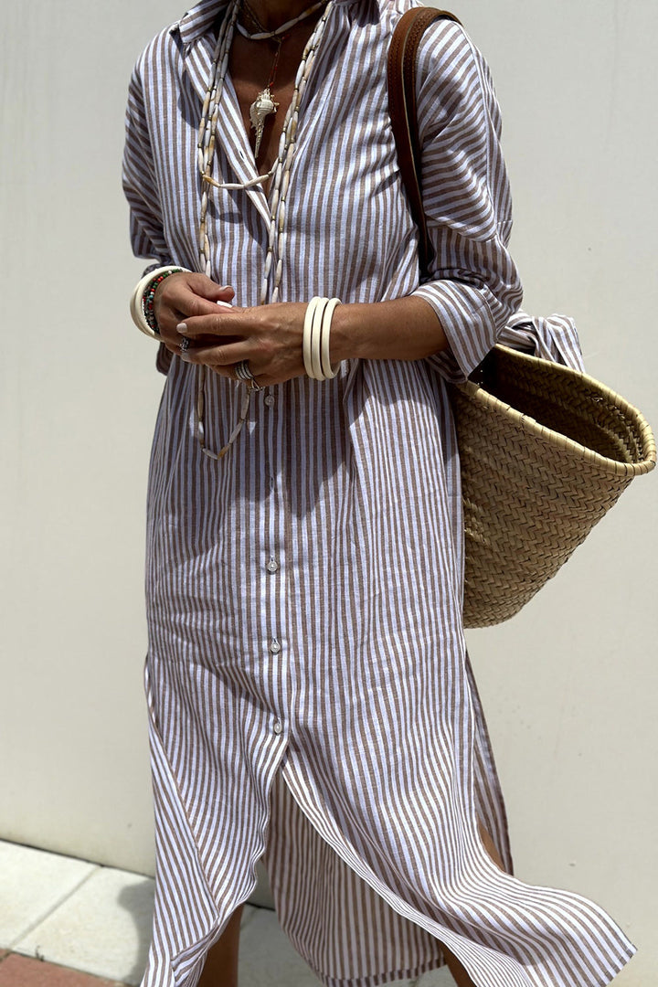 Saphira | Striped Elegance Shirt Dress