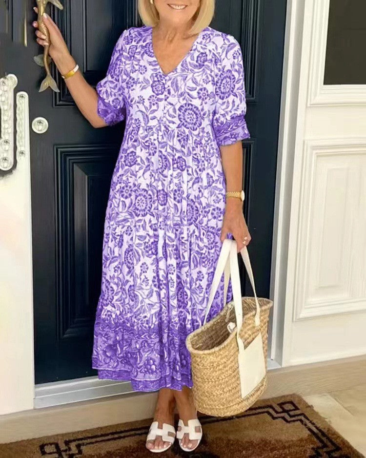 Sorelle | Graceful Floral V-Neck Dress