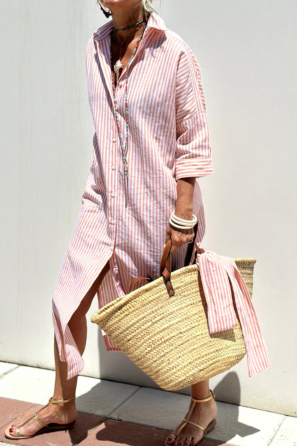 Saphira | Striped Elegance Shirt Dress