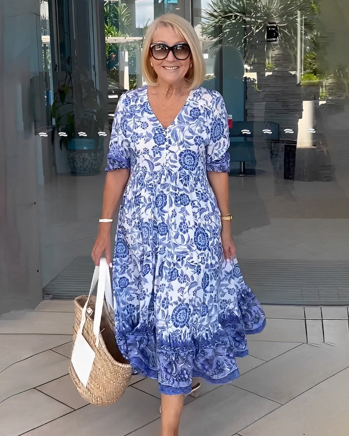 Sorelle | Graceful Floral V-Neck Dress